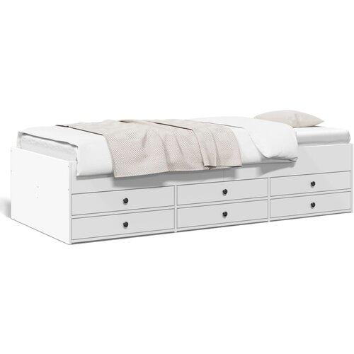 VidaXL Dnevna postelja s predali bela 90x200 cm inženirski les Slike