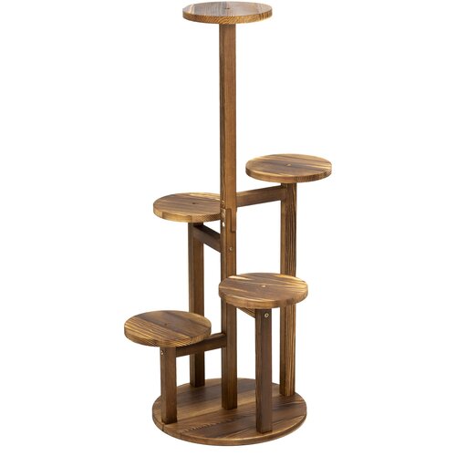 Springos Lesena stojala za cvetlice, 87 cm visoka, s 6 policami, rjava., (5000218157) Slike
