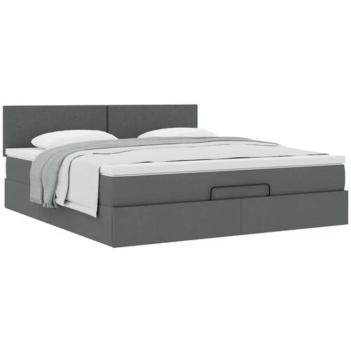 VidaXL Otomanski krevet s madracem tamnosivi 180x200cm od tkanine Slike