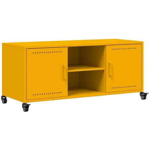 Maison Chic TV omarica - TV stojalo - Televizijska omarica gorčično rumena 100,5x39x43,5 cm jeklo, (21700285) Slike