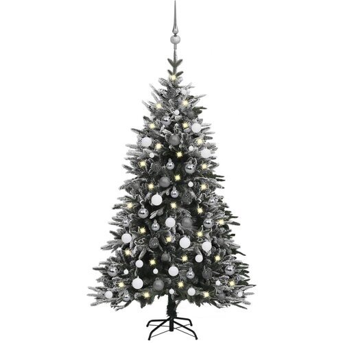  Umjetno božićno drvce LED s kuglicama i snijegom 120 cm PVC/PE Slike