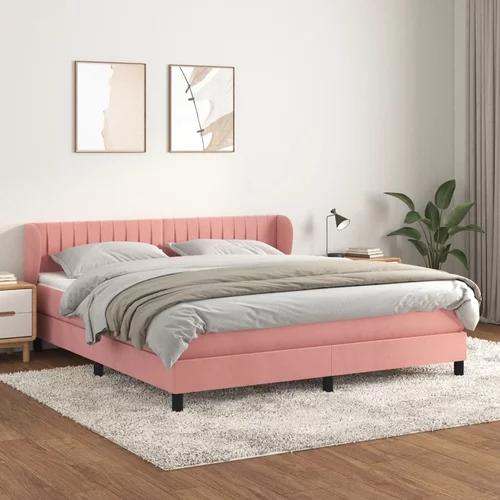 vidaXL Box spring postelja z vzmetnico roza 180x200 cm žamet