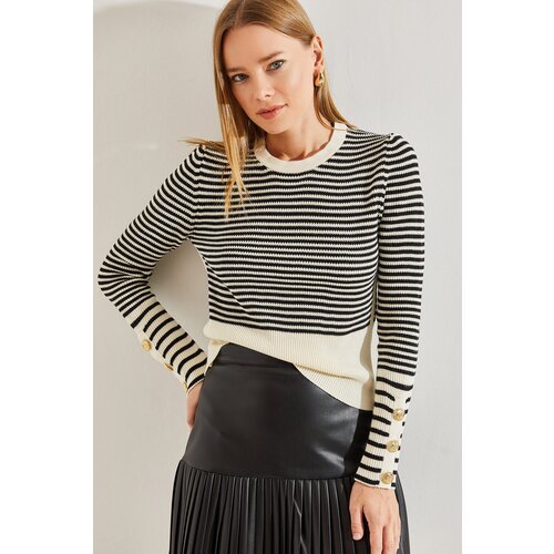 Bianco Lucci Women's Striped Knitwear Sweater with Buttons Cijene