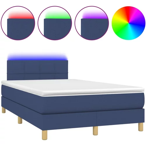 vidaXL Box spring postelja z vzmetnico LED modra 120x190 cm blago, (21128180)