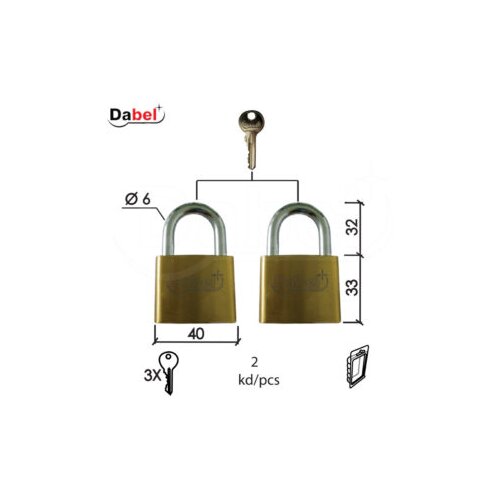 Dabel katanac isti ključ KA2013 Ms 40&#215;33/23/fi6mm (2kom) 3K BPD 0106201 Cene