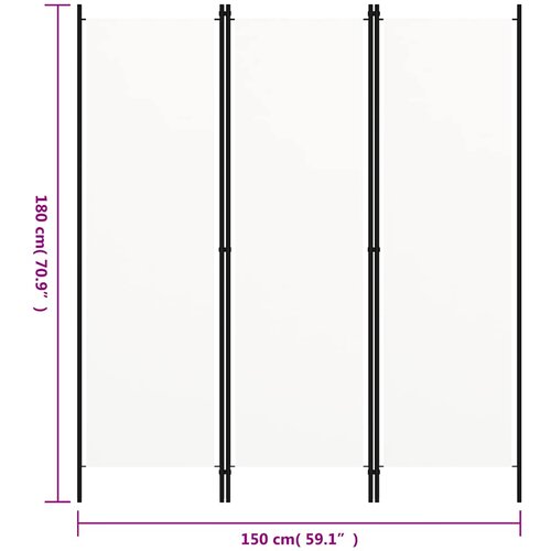  pregrada s 3 panela bijela 150 x 180 cm Slike