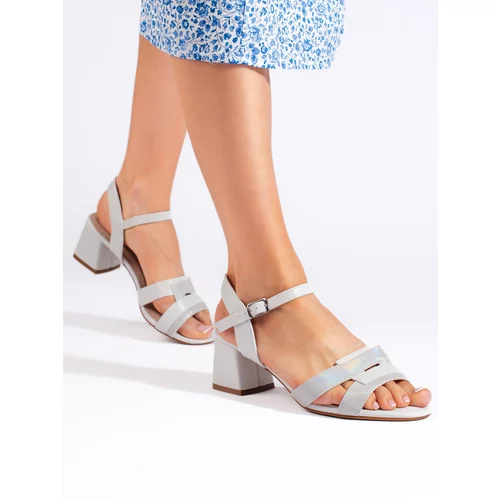 SERGIO LEONE Women's Grey Shimmering Sandals