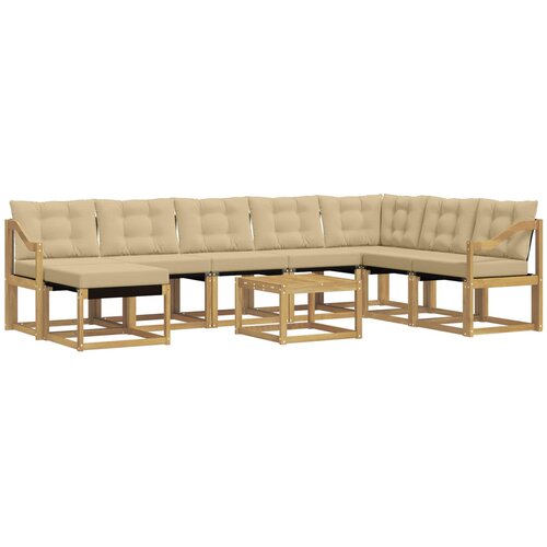 vidaXL Zunanja garnitura za sedenje z blazino 9 pcs Bela in bež, (5000280781) Cene