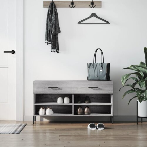  Klupa za cipele siva boja hrasta 102x35x55 cm konstruirano drvo Cijene