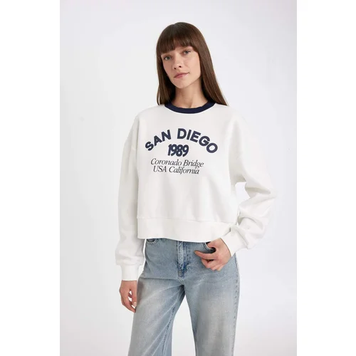 Defacto DFC - Boxy Fit Crew Neck Printed Thick Casual Sweatshirt