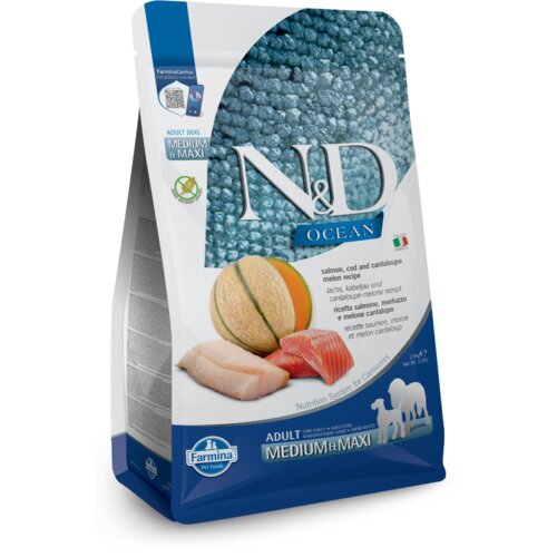 N&d Ocean Dog Adult Medium/Maxi Grain Free losos, trska in melona 2,5 kg Cene