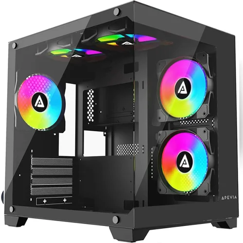 Ubit Gaming Case, 4xRGBTempered glass, Mid towerATX, Micro ATX, Mini Atx, 7x expansion