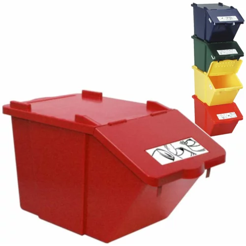 MEVA Dvonadstropna posoda za ločevanje odpadkov - rdeča, 45L, (21099099)