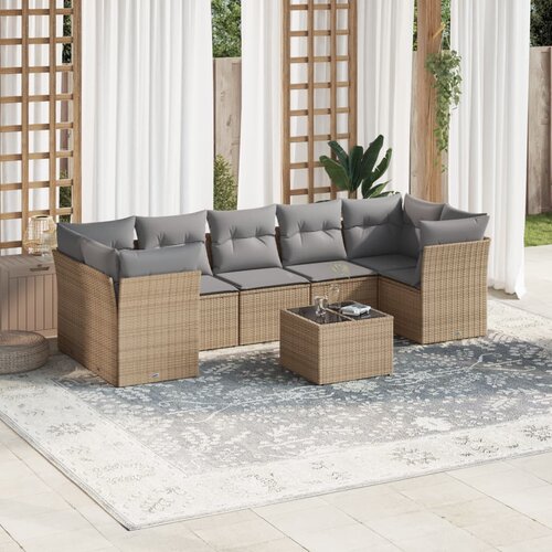 VidaXL 8-dijelni set vrtnih sofa od poliratana s jastucima bež Slike