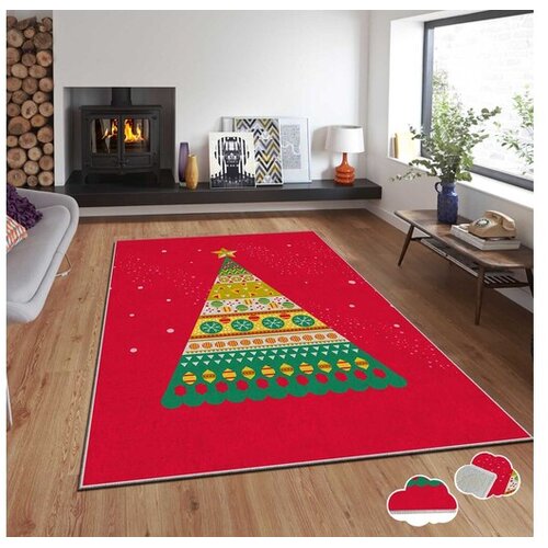 Conceptum Hypnose tepih s novogodi&scaron;njim motivima Asr-Crpt-86, Pravougaoni, 160 x 230 cm, Crveni Cijene