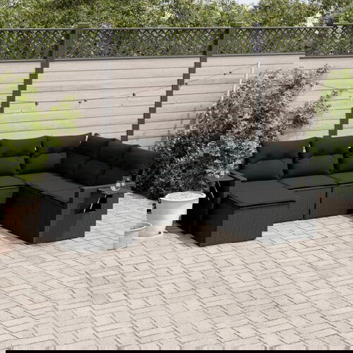 vidaXL 7-dijelni set vrtnih sofa od poliratana s jastucima crni Cijene