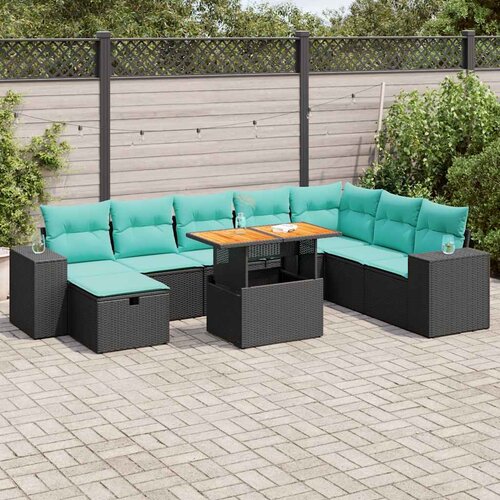  9-dijelni set vrtnih sofa s jastucima crni od poliratana bagrem Cene