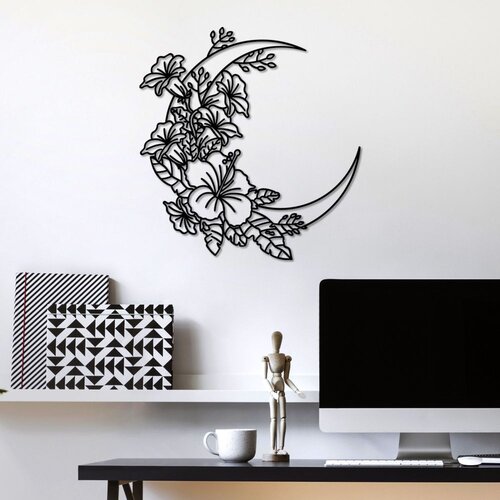 Wallity Zidna dekoracija Flower Moon 1 - L, 70 x 66 cm, Crna Cene