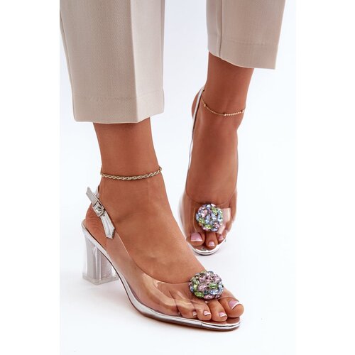 Kesi Transparent high-heeled sandals with silver D&A embellishment Cijene