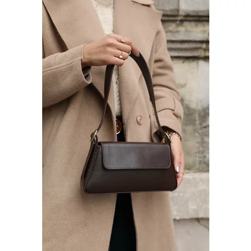 Madamra Brown Women's Simple Design Clamshell Bag