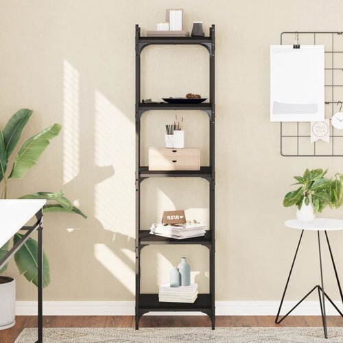  The living store knjižna omara 5-nadstropna črna 40x30x154 cm inženirski les - knjižna omara, (21499602) Cene