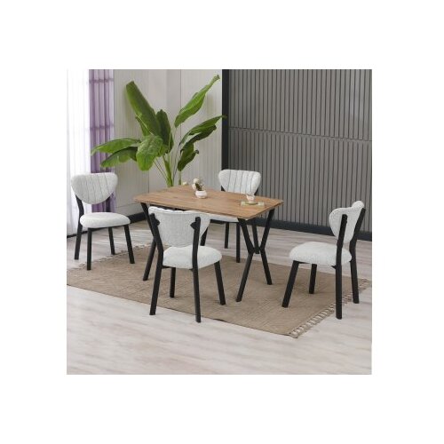 Hanah home Set Trpezarijski sto i 4 stolice Elma Cream Walnut Cene