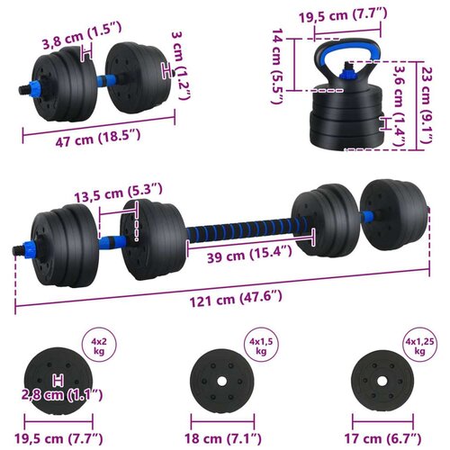  4-u-1 set bućica Crna i Plava 121 x 19 5 x 19 5 cm Slike