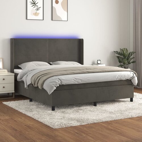 The Living Store Box spring postelja z vzmetnico LED temno siva 160x200 cm žamet - Box Spring Postelja, (21491198) Slike
