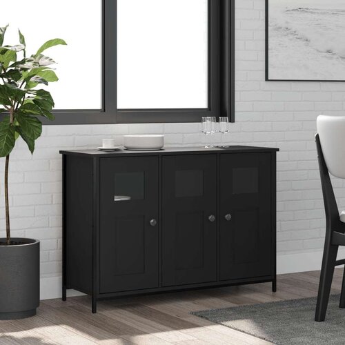  Komoda crna 100x35x70 cm od konstruiranog drva Slike