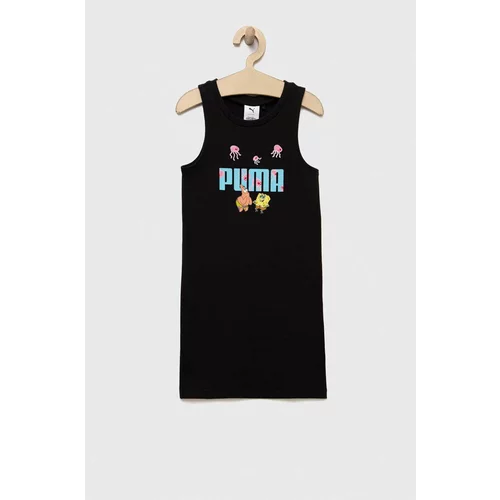 Puma Otroška obleka x SPONGEBOB Tank Dress G črna barva