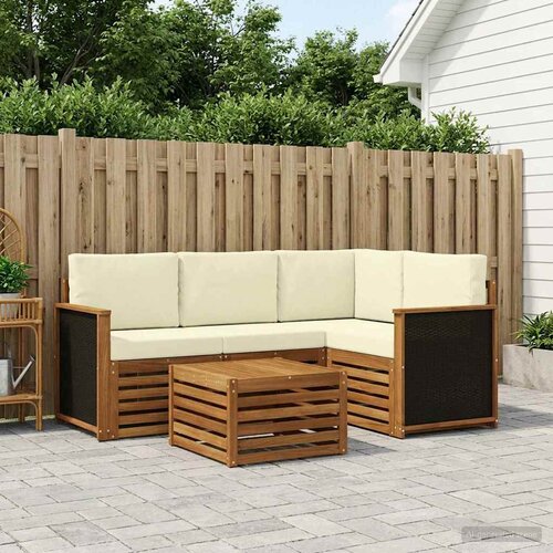  Set vanjskih sofa 5 pcs Prirodna i krem 59 x 59 x 37 cm Slike