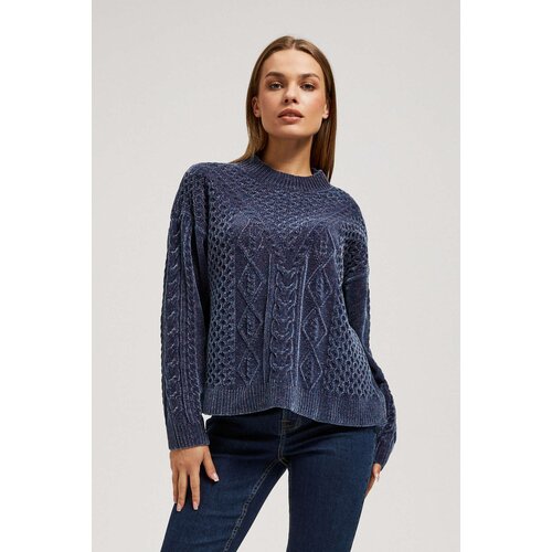 Marisse Navy Blue Sweater With Decorative Weave Slike