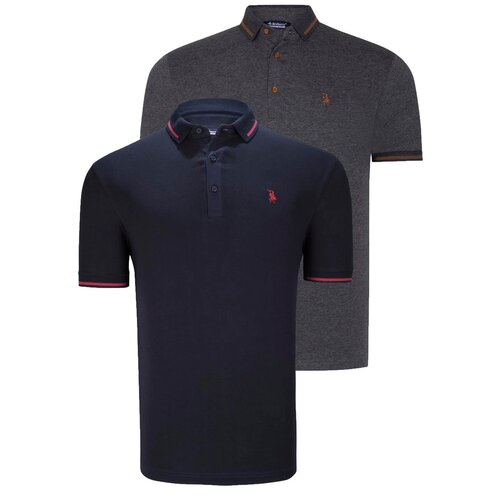 Dewberry DOUBLE SET T8586 MEN'S T-SHIRT-NAVY - ANTHRACITE Cene