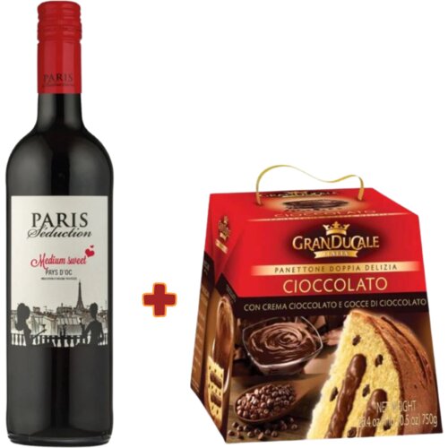  PARIS SEDUCTION Smooth & sweet Paris Seduction crveno vino 0,75l i GRAN DUCALE Panettone Čokolada 750g Cene
