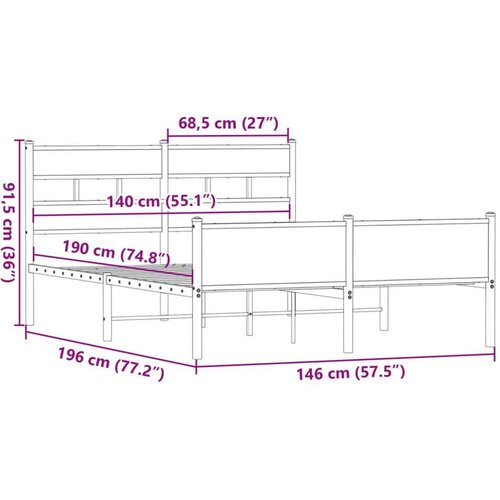 VidaXL Okvir kreveta bez madraca boja hrasta 140 x 190 cm drveni Slike