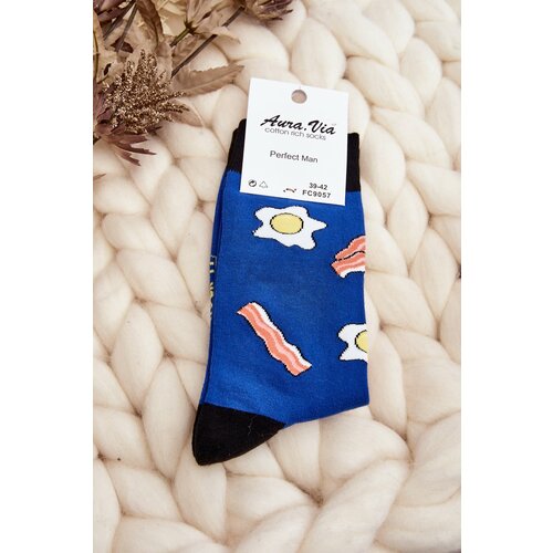 Kesi Men's socks with egg blue patterns Slike