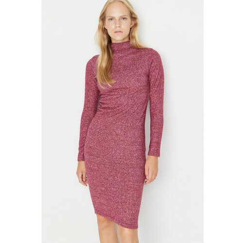 Trendyol Burgundy Soft Bodycon Mini Knitted Dress Slike