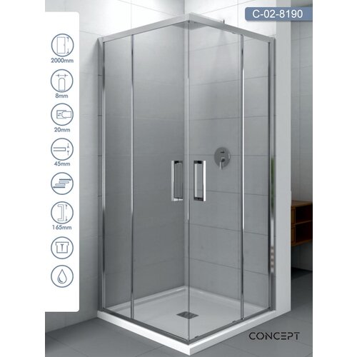 Copen tuš kabina C-02-8190 Star srebrni ram 90x90x200cm providno staklo Slike