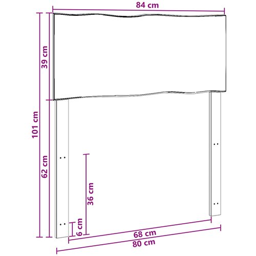  Uzglavlje s prirodnim rubom ROSTOCK Bijela 80 cm Slike