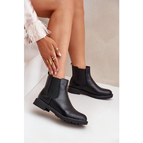 FS1 Women&amp;#039;s Ankle Boots With Flat Heel Black Selanna Slike