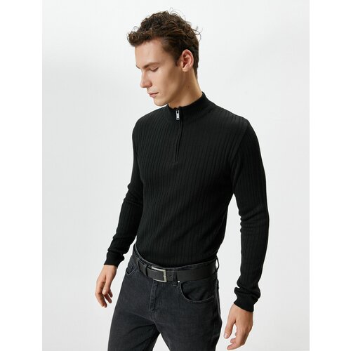 Koton Half-Zip Sweater High Neck Textured Long Sleeve Slike
