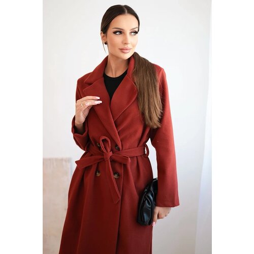 Kesi Włoski Women&amp;#039;s suede coat tied at the waist rust Slike