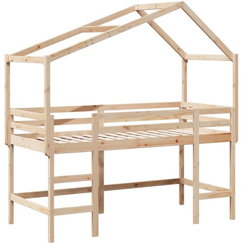 VidaXL Krevet na kat s ljestvama i krovom 90x190 cm od borovine Slike
