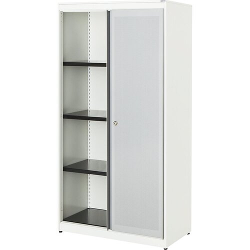 mauser Omara z drsnimi vrati, akustični učinek, jeklena plošča, VxŠxG 1516 x 800 x 432 mm, 3 police, čista bela / aluminijasto siva / čista bela Cene