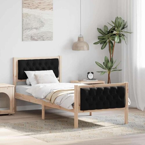  Okvir za krevet s uzglavljem Crna 75 x 190 cm tkanina Slike