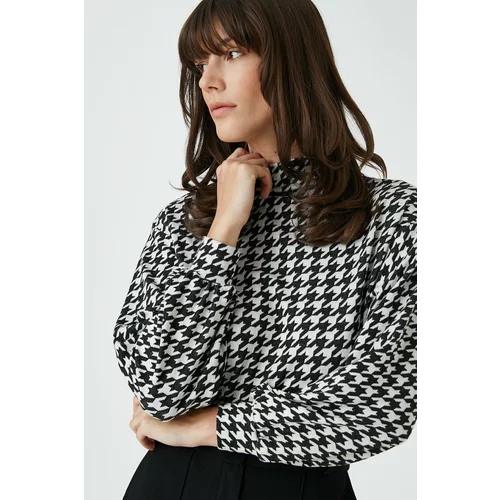 Koton Rachel Araz X - Crowbar Pattern Stand-Up Collar Sweater