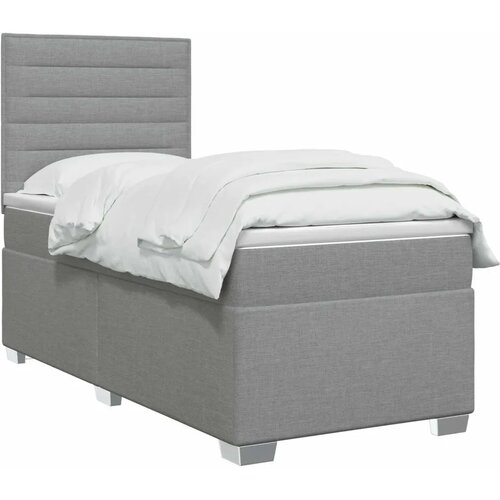  Boxspring krevet s madracem Svjetlosiva 90 x 200 cm Tkanina - Svjetlosiva 90 x 200 cm Dizajn linija Slike