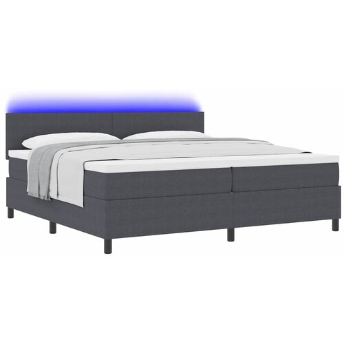  LED Box Spring Krevet Tamno siva i bijela 200 x 200 cm Slike