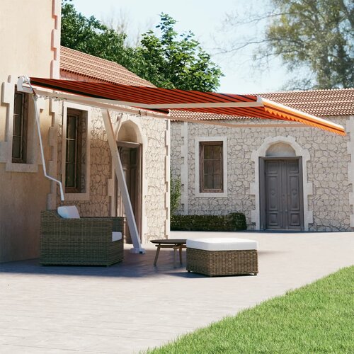 vidaXL Prostostoječa avtomatska tenda 400x300 cm oranžna/rjava Cene