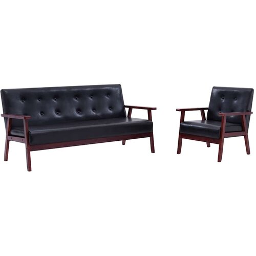  2-dijelni set sofa od umjetne kože crni Slike